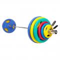 Штанга олимпийская с обрезиненными цветными дисками ЕВРО-КЛАССИК с тройным хватом  100 кг, диаметр 50мм, гриф 2200мм