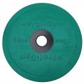 Диск обрезиненный цветной олимпийский ProfiGym 10 кг диаметр 51 мм
